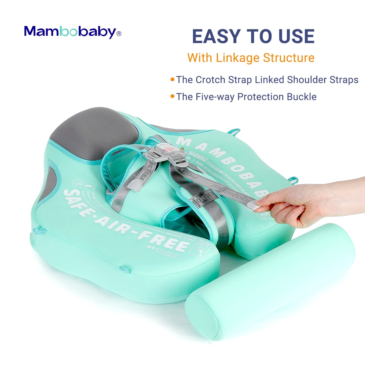 Mambobaby Air-Free Non-Inflatable Deluxe Infant Swim Float with Sun Shade Canopy
