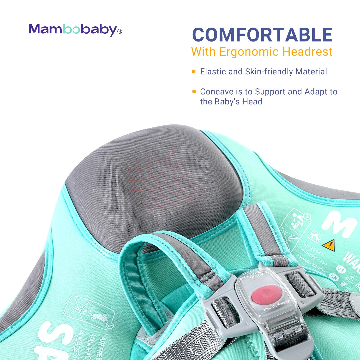 Mambobaby Air-Free Non-Inflatable Deluxe Infant Swim Float with Sun Shade Canopy