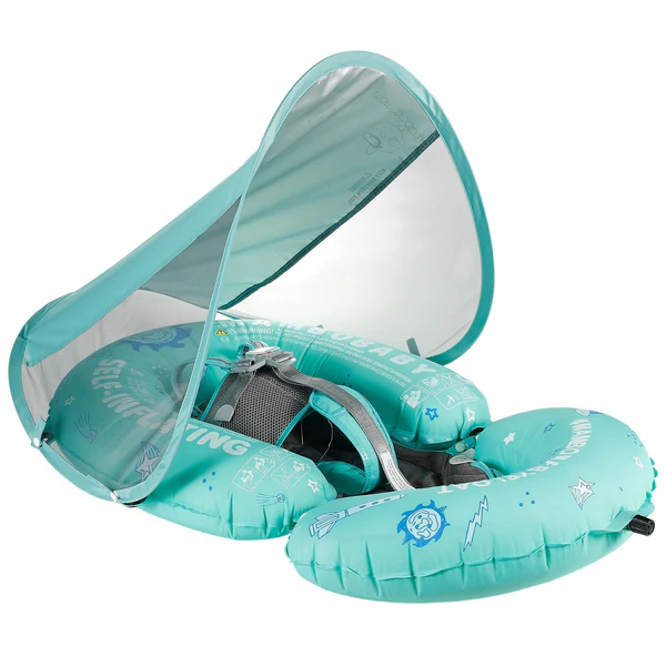Mambobaby Self-Inflating Bule Chest Floating Bed With Flat Canopy